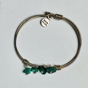 Luca + Danni Sterling Wire Bracelet w. Four Green Jasper Stones